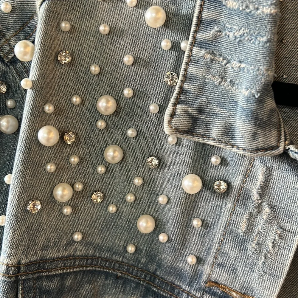 Distressed light blue Denim Jacket. New with tags from my boutique. - Picture 3 of 4